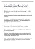 Railroad Final Exam &lpar;Practice Test&rpar; questions n correct answers rated A&plus;