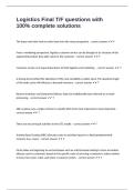 Logistics Final T&sol;F questions with 100&percnt; complete solutions