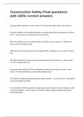 Construction Safety Final questions with 100- correct answers