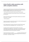 Union Pacific safety questions with 100&percnt; complete solutions