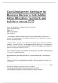 Cost Management Strategies for Business Decisions 4th Edition Test Bank & Solutions Manual 2025 &ndash; Selto Maher Hilton