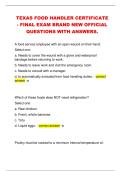 TEXAS FOOD HANDLER CERTIFICATE - FINAL EXAM BRAND NEW OFFICIAL  QUESTIONS WITH ANSWERS&period;