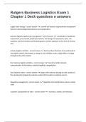 Rutgers Business Logistics Exam 1 Chapter 1 Deck questions n answers