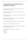 Transportation and Logistics Exam 1 questions & answers 