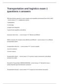 Transportation and logistics exam 1 questions n answers