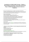 Foundations of Adult Health Nursing &ndash; Chapter 1&colon; The Evolution of Nursing &vert; 2025&sol;2026 Exam Prep &vert; Verified Q&A &vert; Graded A&plus;