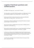 Logistics Final Exam questions and verified answers