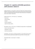 Chapter 6 Logistics &lpar;EXAM&rpar; questions with answers rated A&plus;