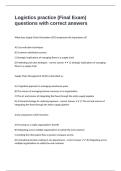 Logistics practice &lpar;Final Exam&rpar; questions with correct answers