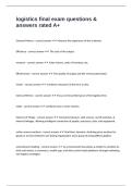 logistics final exam questions & answers rated A&plus;