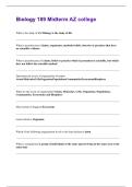 Biology 189 Midterm AZ college Questions and Answers Best rated A&plus; Guaranteed Success Latest Update