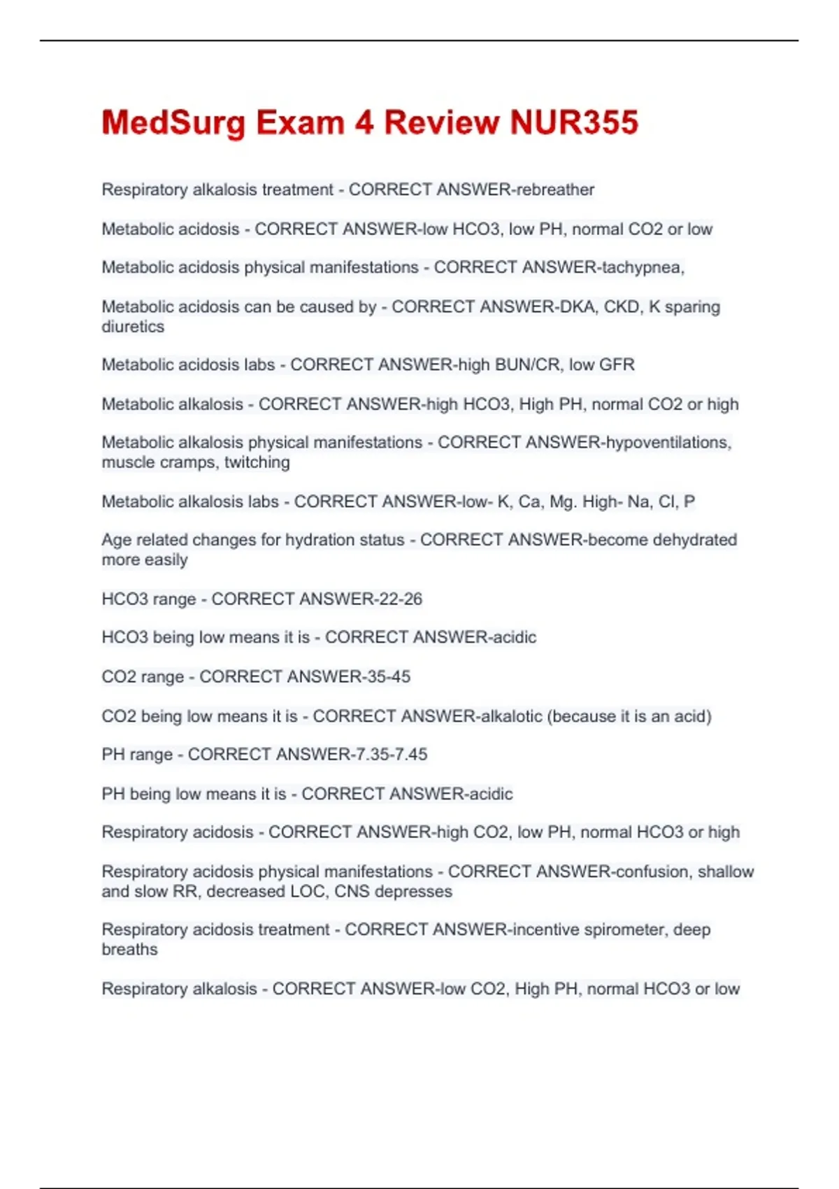MedSurg Exam 4 Review NUR355 Questions & Answers Solved 100% Correct ...