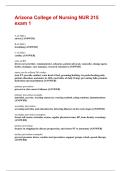 Arizona College of Nursing NUR 215 exam 1 Questions And Answers Latest Updates 2026 With Correct Answers 100&percnt; With Complete Solutions Pass Guaranteed &vert; Graded A&plus; &vert;