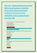 ASA 118 &ndash; Docking Endorsement Exam With Actual Questions & Verified Answers&comma;Plus Rationales&sol;Expert Verified For Guaranteed Pass 2025&sol;2026 &sol;Latest Update&sol;Instant Download Pdf