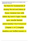 Fundamentals of Nursing 10th Edition Test Bank &ndash; Taylor&comma; Lynn & Bartlett &vert; Chapters 1-47 Verified A&plus;