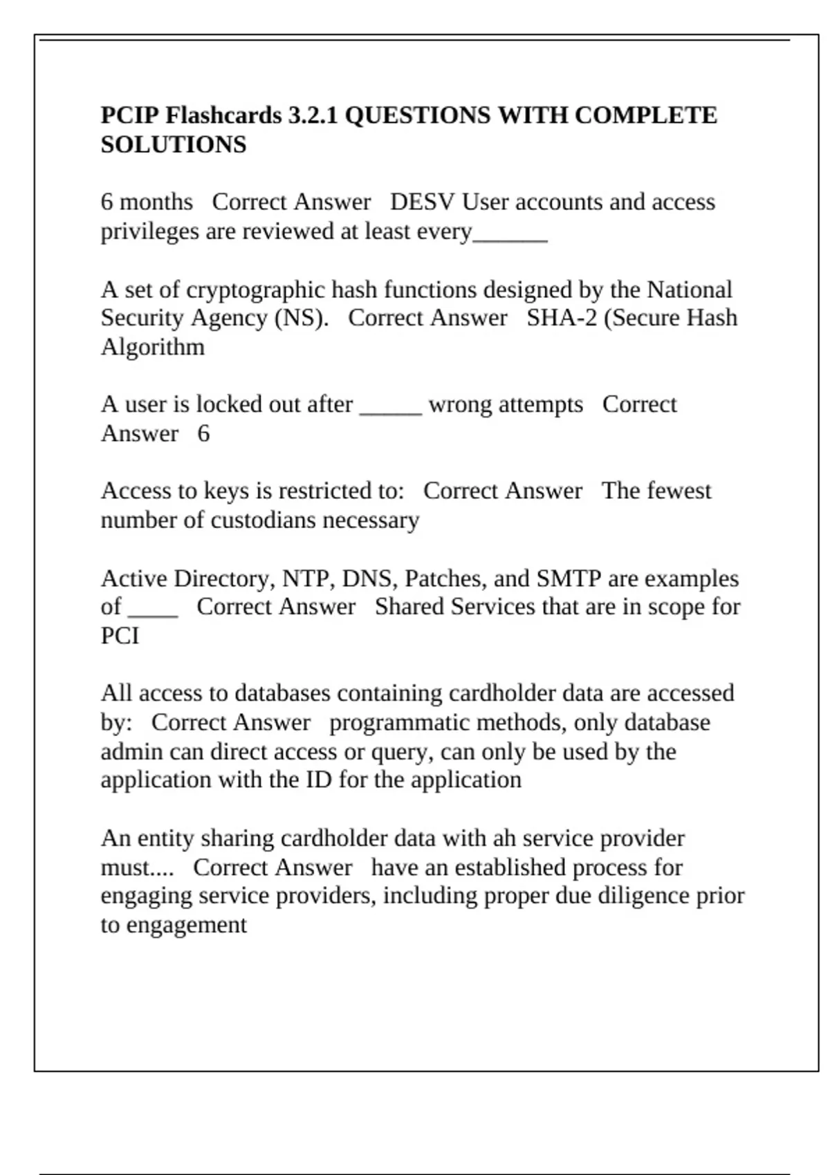 PCIP Flashcards 3.2.1 QUESTIONS WITH COMPLETE SOLUTIONS - PCIP - Stuvia US