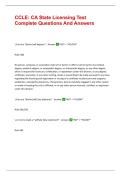 CCLE&colon; CA State Licensing Test Complete Questions And Answers
