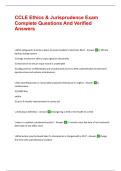 CCLE Ethics & Jurisprudence Exam Complete Questions And Verified Answers