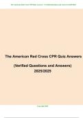 The American Red Cross CPR Quiz Answers &lpar;Verified Questions and Answers&rpar; 2025&sol;2026
