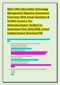 WGU C954 Information Technology Management Objective Assessment Final Exam With Actual Questions & Verified Answers&comma;Plus Rationales&sol;Expert Verified For Guaranteed Pass 2025&sol;2026 &sol;Latest Update&sol;Instant Download Pdf