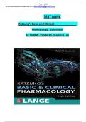 TEST BANK Katzung's Basic and Clinical Pharmacology&comma; 16th Edition by Todd W&period; Vanderah&comma; Chapters 1 - 66