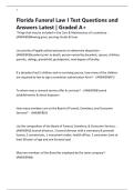 Florida Funeral Law I Test Questions and Answers Latest &vert; Graded A&plus;