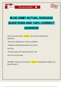 M100 ARMY ACTUAL 2025&sol;2026 QUESTIONS AND 100&percnt; CORRECT ANSWERS