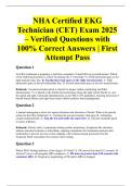 NHA Certified EKG Technician &lpar;CET&rpar; Exam 2025 &ndash; Verified Questions with 100&percnt; Correct Answers &vert; First Attempt Pass