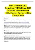 NHA Certified EKG Technician &lpar;CET&rpar; Exam 2025 &ndash; Verified Questions with 100&percnt; Correct Answers &vert; First Attempt Pass