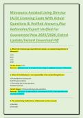 Minnesota Assisted Living Director &lpar;ALD&rpar; Licensing Exam With Actual Questions & Verified Answers&comma;Plus Rationales&sol;Expert Verified For Guaranteed Pass 2025&sol;2026 &sol;Latest Update&sol;Instant Download Pdf