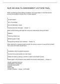 NUR 305 HEALTH ASSESSMENT LECTURE FINAL