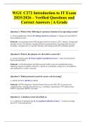 WGU C272 Introduction to IT Exam 2025&sol;2026 &ndash; Verified Questions and Correct Answers &vert; A Grade
