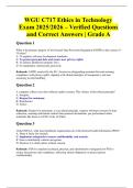 WGU C717 Ethics in Technology Exam 2025&sol;2026 &ndash; Verified Questions and Correct Answers &vert; Grade A