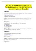 ATI RN Nutrition Final Exam 2025 &ndash; Verified Questions with 100&percnt; Correct Answers &vert; Already Graded A