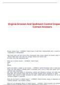 Virginia Erosion And Sediment Control Inspector Exam With Correct Answers