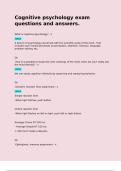 Cognitive psychology exam questions and answers&period;  What is cognitive psychology&quest; - n  Ans  A branch of psychology concerned with the scientific study of the mind - that includes such mental processes as perception&comma; attention&comma; memory&comma; language&comma; problem solv