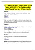 NR 508 Advanced Pharmacology Final Exam 2025&sol;2026 &ndash; Verified Questions and Correct Answers &vert; Chamberlain