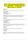 WGU C484 Organizational Behavior Exam 2025&sol;2026 &ndash; Verified Questions with Correct A&plus; Answers
