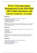 WGU C216 Operations Management Exam 2025&sol;2026 &ndash; 80 Verified Questions with Correct Answers &vert; A Grade