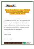 School Nurse Content Exam &vert; 2025&sol;2026 Questions & Answers &vert; 80&plus; Q&A &vert; IHPs&comma; Disabilities&comma; Emergency Care &vert; Chamberlain&comma; Walden&comma; UoP