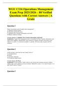 WGU C216 Operations Management Exam Prep 2025&sol;2026 &ndash; 80 Verified Questions with Correct Answers &vert; A Grade