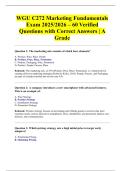 WGU C272 Marketing Fundamentals Exam 2025&sol;2026 &ndash; 60 Verified Questions with Correct Answers &vert; A Grade