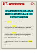 NOTARY SIGNING AGENT ACTUAL 2025&sol;2026 QUESTIONS AND 100&percnt; CORRECT ANSWERS