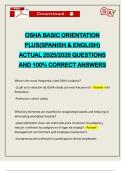 OSHA BASIC ORIENTATION PLUS&lpar;SPANISH & ENGLISH&rpar; ACTUAL 2025&sol;2026 QUESTIONS AND 100&percnt; CORRECT ANSWERS