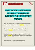 TEXAS PRIVATE INVESTIGATORS LICENSE ACTUAL 2025&sol;2026 QUESTIONS AND 100&percnt; CORRECT ANSWERS