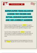 SUPER-DUPER TEXAS ADJUSTER LICENSE TEST REVIEW 3000 ACTUAL 2025&sol;2026 QUESTIONS AND 100&percnt; CORRECT ANSWERS