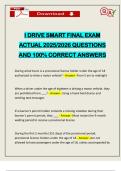 I DRIVE SMART FINAL EXAM ACTUAL 2025&sol;2026 QUESTIONS AND 100&percnt; CORRECT ANSWERS