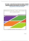  TEST BANK &ndash; INDUSTRIAL RELATIONS IN CANADA &lpar;ROBERT HEBDON&comma; BROWN & WALSWORTH&comma; 4TH EDITION&rpar; LATEST 2025&sol;2026&vert;ALL CHAPTERS COVERED