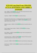 NCM 102 Long Final Exam UPDATED  ACTUAL QUESTIONS AND CORRECT  ANSWERS