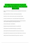 Certified Pennsylvania Evaluator Exam &lpar;CPE&rpar; Questions And Answers 2025&sol;2026